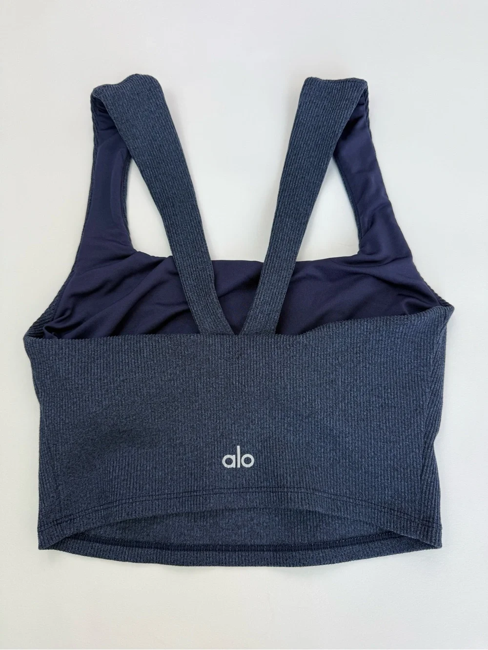 ALO Yoga Alosoft Ribbed Chic Bra Tank - Rich Navy Heather XS